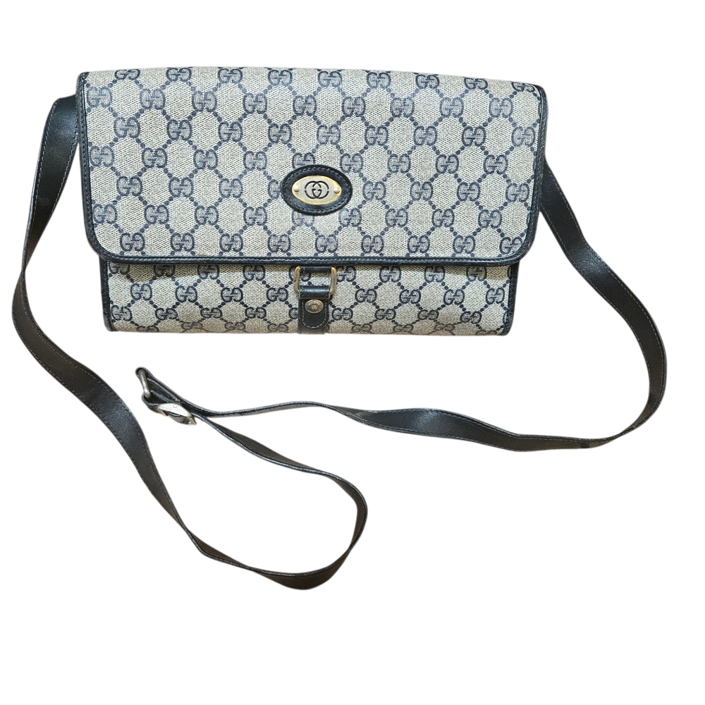 Gucci Monogram Blue Crossbody Bag Vintage Original Authentic!!